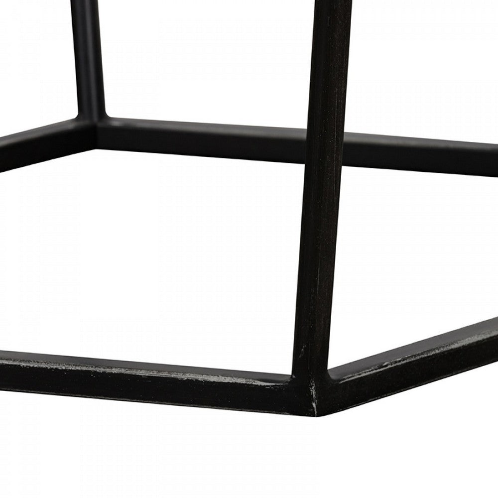 End Table | Hexagonal Concrete | Metal Base | 20" | Gray & Black