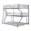 Industrial 3 Tier Bunk Bed with Curved Metal Frame and Guardrails, Silver
