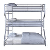 Industrial 3 Tier Bunk Bed with Curved Metal Frame and Guardrails Silver BM214895