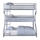 Industrial 3 Tier Bunk Bed with Curved Metal Frame and Guardrails Silver BM214895