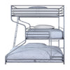 Industrial 3 Tier Bunk Bed with Curved Metal Frame and Guardrails Silver BM214895
