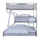 Industrial 3 Tier Bunk Bed with Curved Metal Frame and Guardrails Silver BM214895