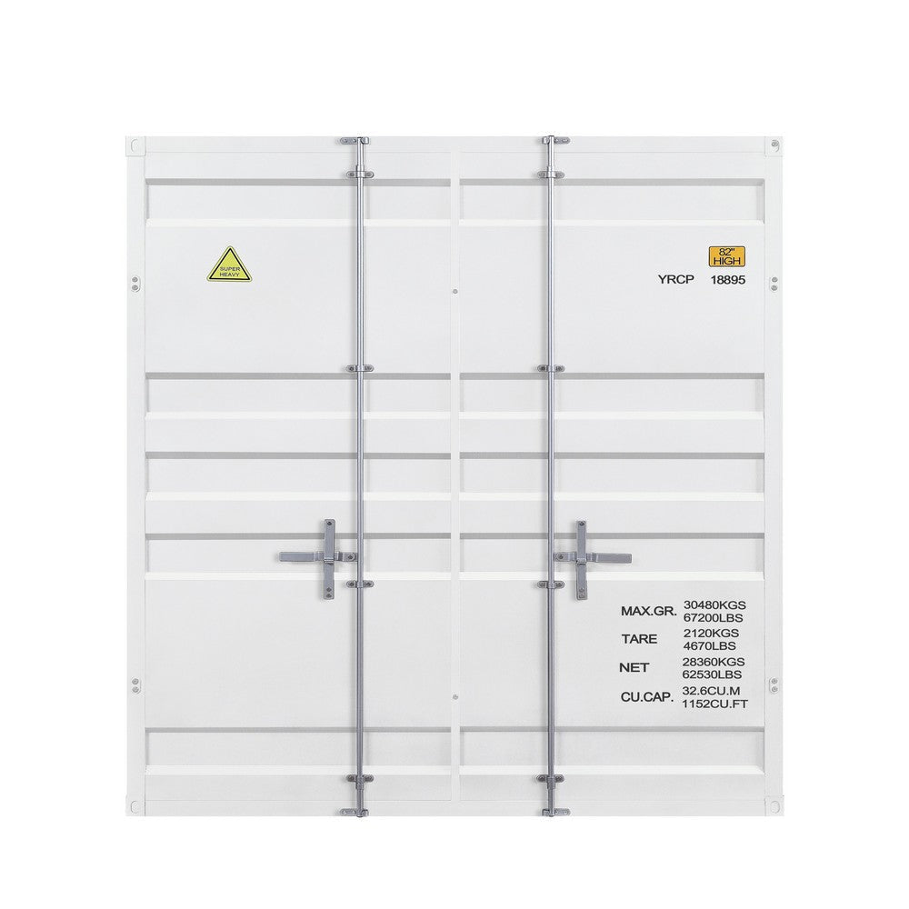 Industrial Style Full Size Bunk Bed with Recessed Panel Design White