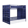 Industrial Style Full Size Bunk Bed With Recessed Panel Design Blue