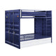 Industrial Style Full Size Bunk Bed With Recessed Panel Design Blue