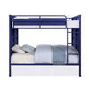 Industrial Style Full Size Bunk Bed With Recessed Panel Design Blue