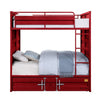 Industrial Style Full Size Bunk Bed with Recessed Panel Design Red