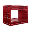 Industrial Style Full Size Bunk Bed with Recessed Panel Design, Red