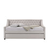 Fabric Twin Size Daybed with Button Tufted Back and Sloped Arms,Light Gray By Casagear Home BM214910