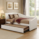 Daybed with Trundle | Faux Leather | Sloped Back | Twin Size | White