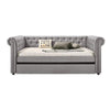 Chesterfield Twin Size Daybed with Attached Trundle and Nailhead Trims,Gray BM214912