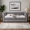 Chesterfield Twin Size Daybed with Attached Trundle and Nailhead Trims,Gray
