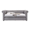 Chesterfield Twin Size Daybed with Attached Trundle and Nailhead Trims,Gray