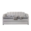 Fabric Twin Size Daybed with Channel Tufting and Nailhead Trim Gray BM214913