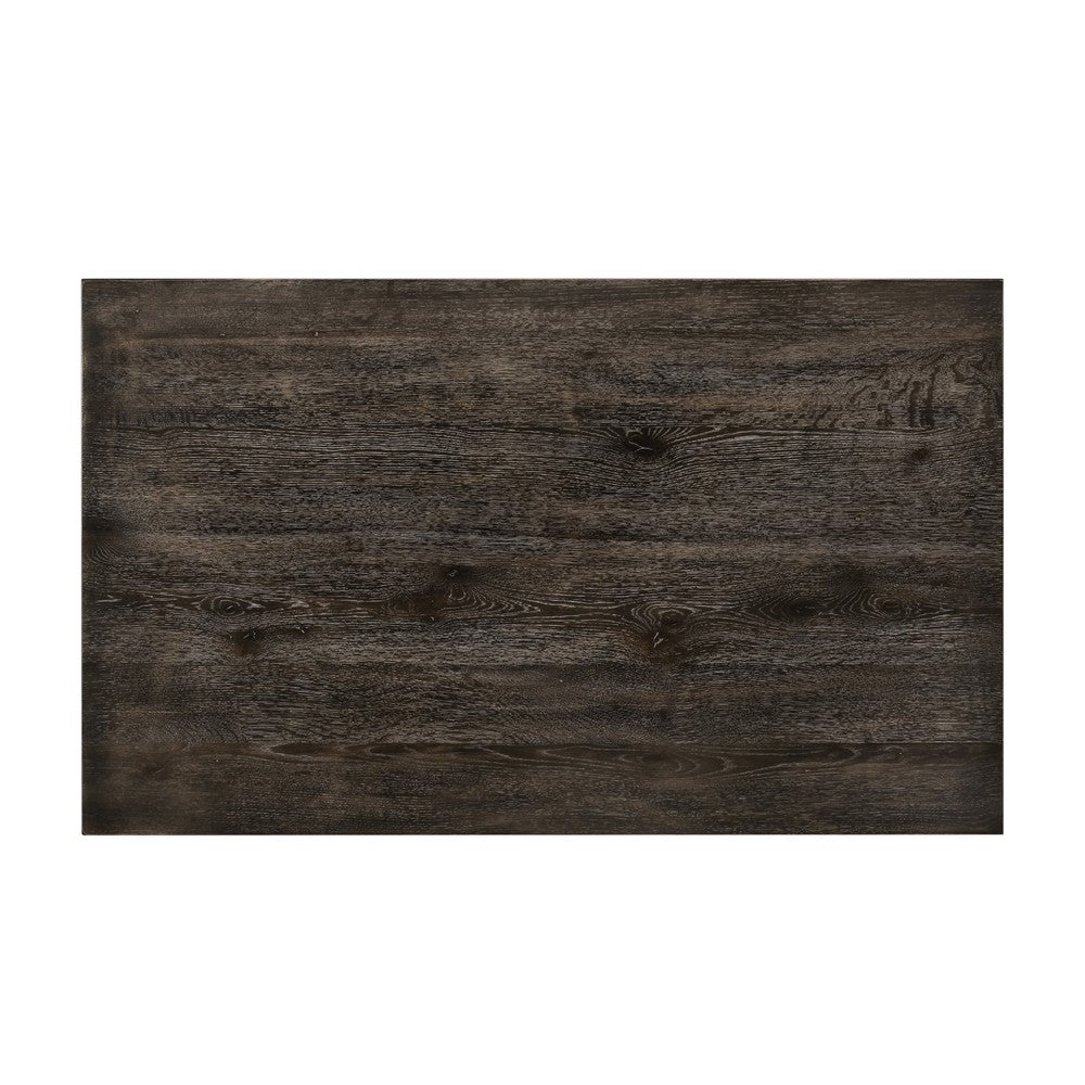 Rustic Style Wooden Dining Table with Rectangular Top and Turned Legs, Gray