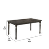 Rustic Style Wooden Dining Table with Rectangular Top and Turned Legs, Gray