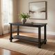 Counter Height Wooden Dining Table with Open Bottom Shelf, Gray