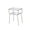 Glass Top End Table with Metal Frame and Open Bottom Shelf, Brass and Clear By Casagear Home