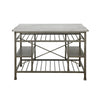 Marble Top Metal Kitchen Island with 2 Slated Shelves Gray and White By Casagear Home BM214991