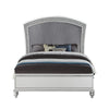 Queen Size Bed with Padded and Rhinestones Inlay Headboard Gray and White BM214992