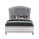 Queen Size Bed with Padded and Rhinestones Inlay Headboard Gray and White BM214992