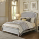 Queen Size Bed with Padded and Rhinestones Inlay Headboard, Gray and White