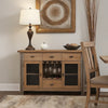 Transitional Server with Mesh Metal Doors and Stemware Storage, Brown