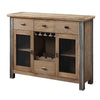 Transitional Server with Mesh Metal Doors and Stemware Storage, Brown