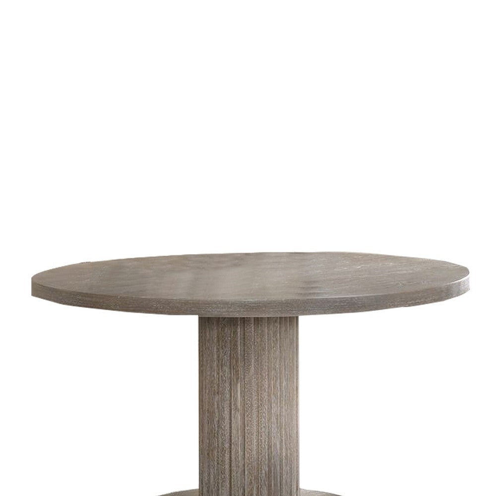 Round Dining Table with Fluted Column Pedestal Base Gray BM215017