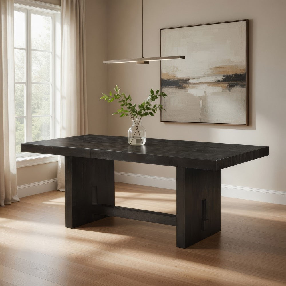 Dining Table | Plank Style | Rectangular Trestle Base | Espresso Brown