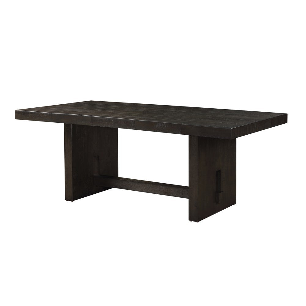 Dining Table | Plank Style | Rectangular Trestle Base | Espresso Brown