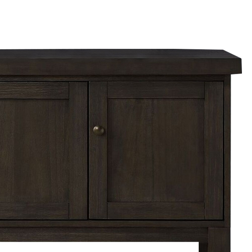 Transitional Style Server with 3 Doors and Open Bottom Shelf, Brown By Casagear Home