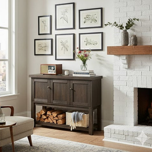 Server | Transitional | 3 Doors | Open Bottom Shelf | Brown