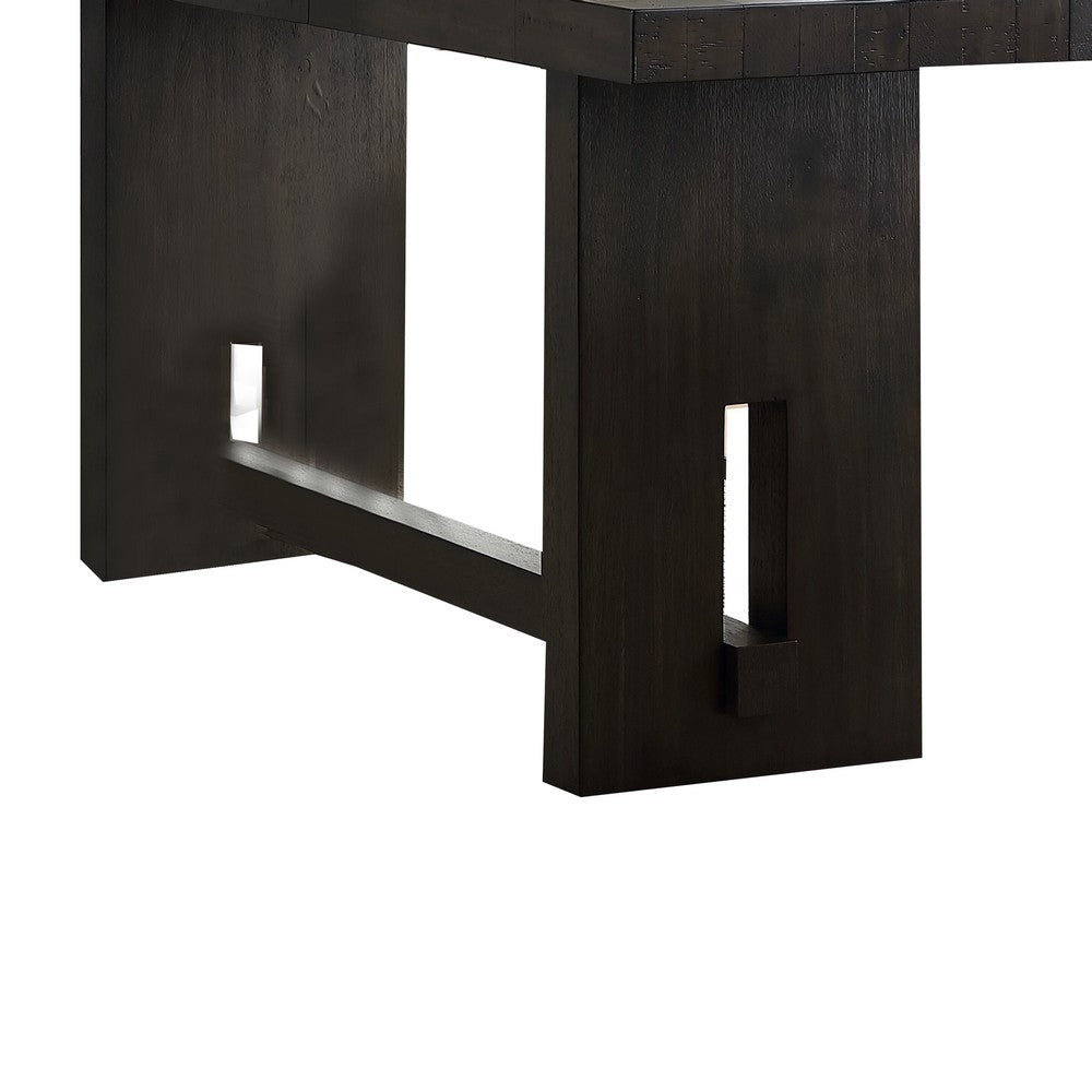 Plank Style Counter Height Table with Trestle Support Espresso Brown By Casagear Home BM215023