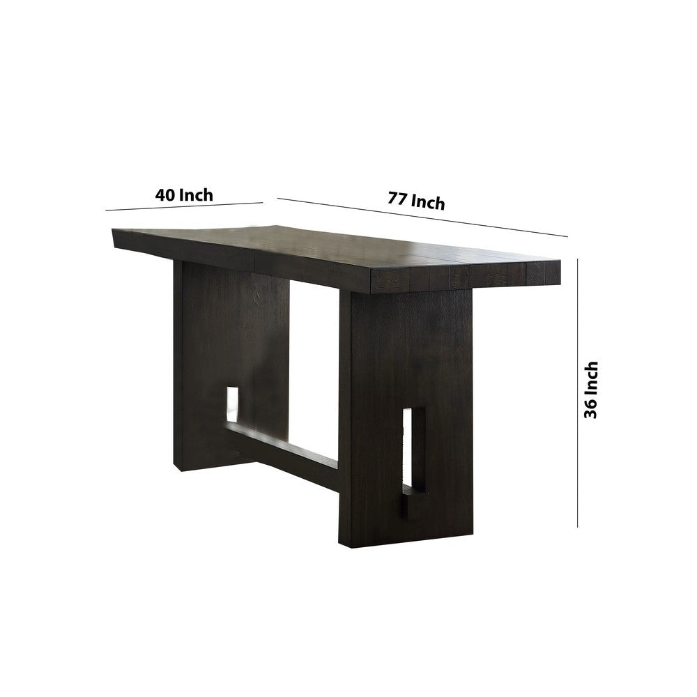 Plank Style Counter Height Table with Trestle Support Espresso Brown By Casagear Home BM215023