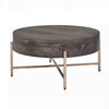 Coffee Table | 1 Drawer | Round | Crossed Metal Legs | Brown & Gold BM215037