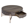 Coffee Table | 1 Drawer | Round | Crossed Metal Legs | Brown & Gold BM215037