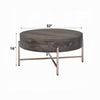 Coffee Table | 1 Drawer | Round | Crossed Metal Legs | Brown & Gold BM215037