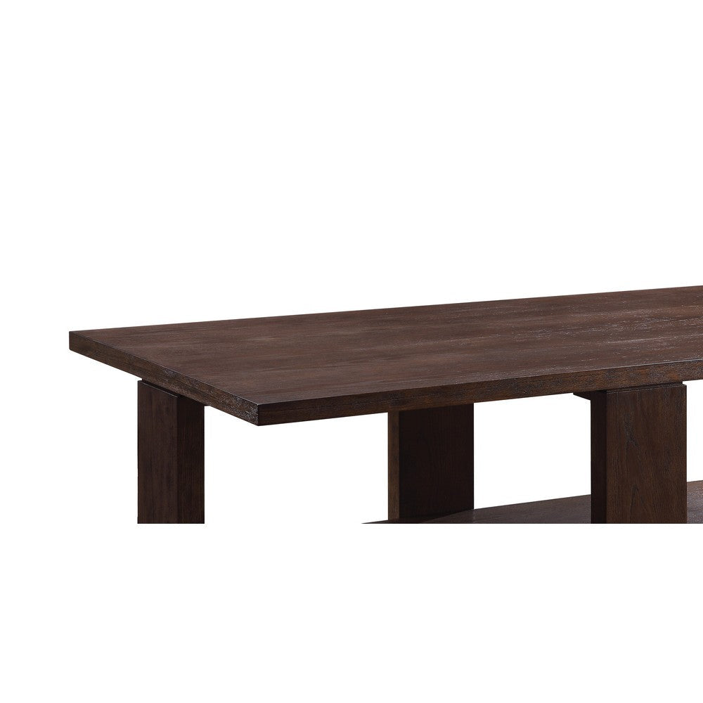 Contemporary Style Rectangular Coffee Table with Open Bottom Shelf Brown By Casagear Home BM215038