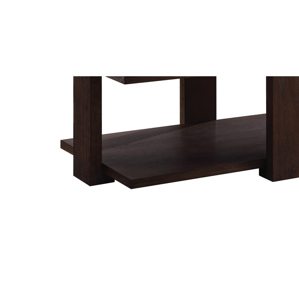 Contemporary Style Rectangular Coffee Table with Open Bottom Shelf Brown By Casagear Home BM215038