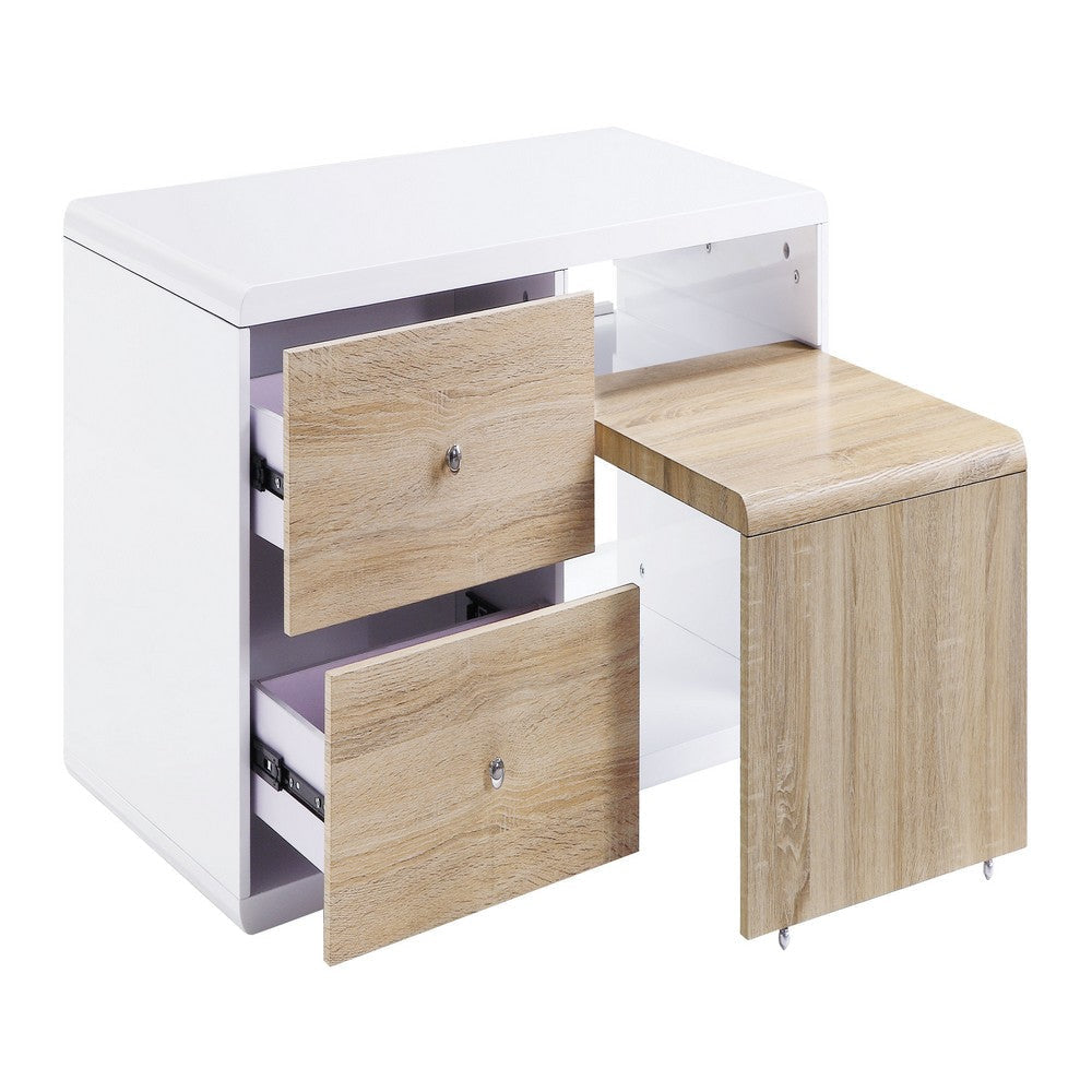 2 Drawer Contemporary Coffee Table with Pull Out Table White and Brown BM215040