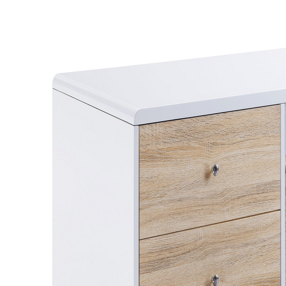 2 Drawer Contemporary Coffee Table with Pull Out Table White and Brown BM215040