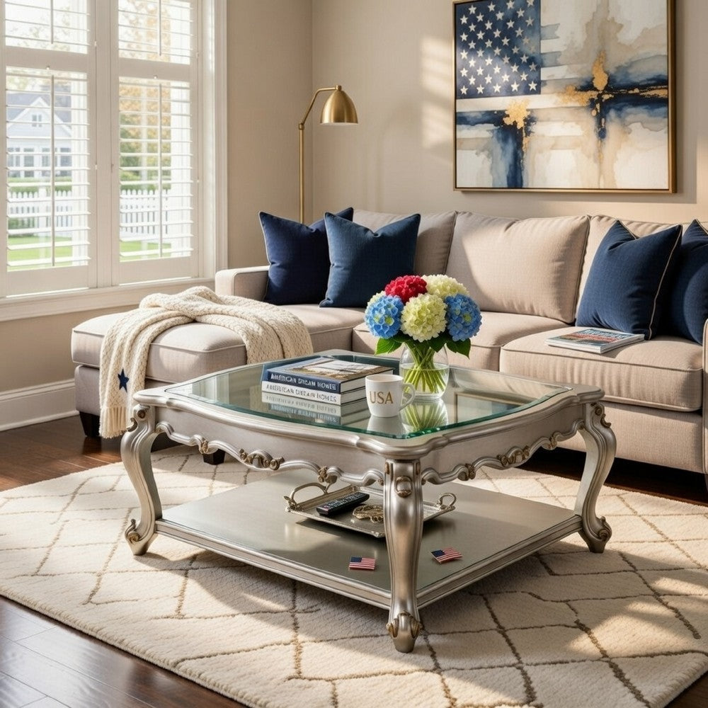 Coffee Table | Scalloped Top | Queen Anne Legs | Antique White