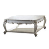 Traditional Scalloped Top Coffee Table with Queen Anne Legs, Antique White By Casagear Home