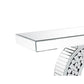 Mirror Console Table with Crystal Accents and Circular Base Design Silver By Casagear Home BM215047