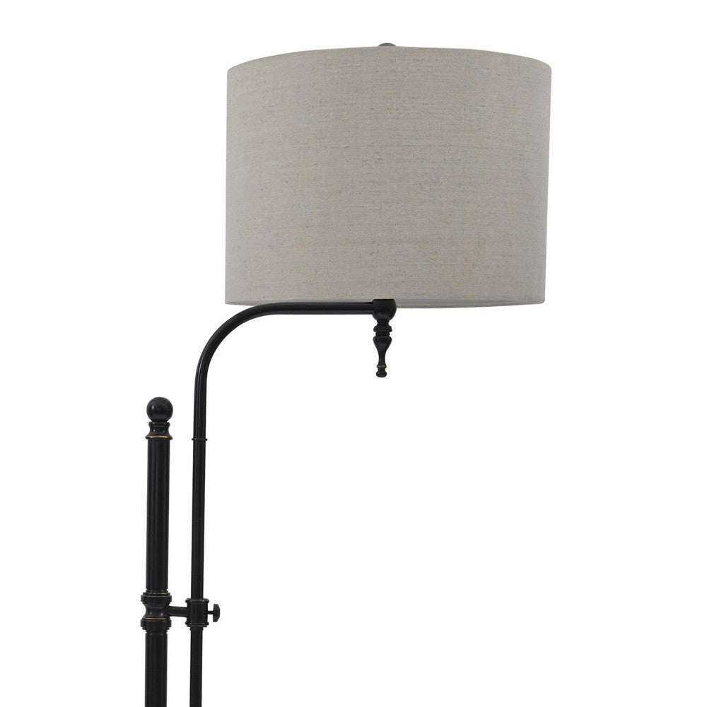 Contemporary Drum Shade Metal Frame Floor Lamp, Black and Light Gray By Casagear Home