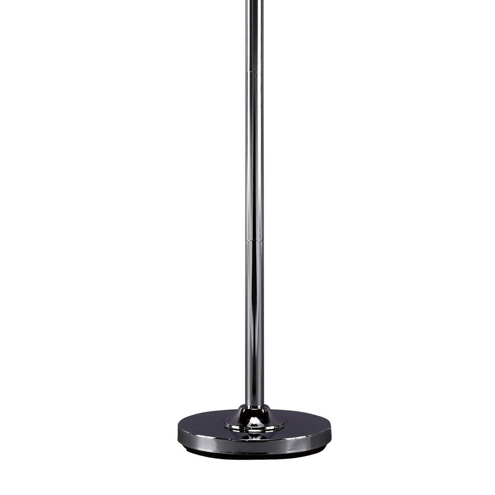 Tapered Drum Shade Metal Floor Lamp with Crystal Accent, Silver and White By Casagear Home