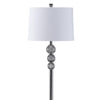 Tapered Drum Shade Metal Floor Lamp with Crystal Accent, Silver and White By Casagear Home