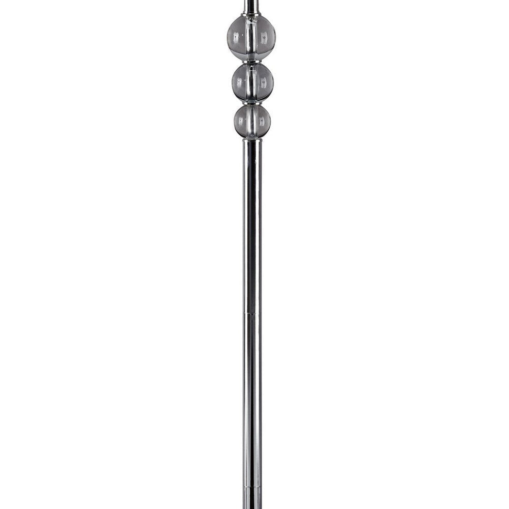 Tapered Drum Shade Metal Floor Lamp with Crystal Accent, Silver and White By Casagear Home