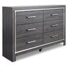 Dresser | Wood | 6 Drawers | Mirror Inserts | Grained Gray